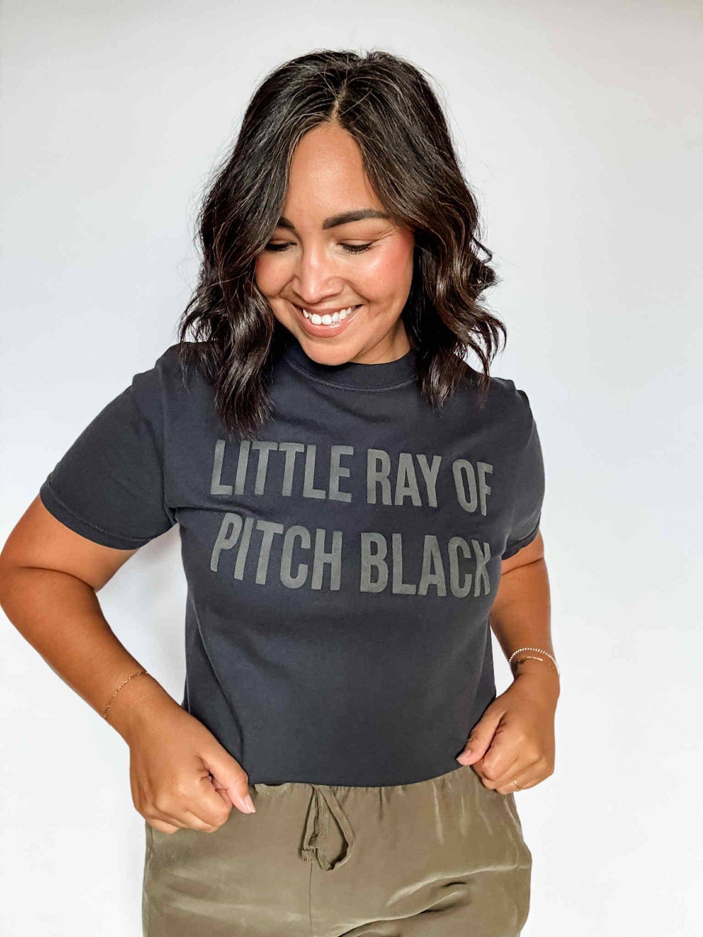Little Ray of Pitch Black Graphic Tee, Sarcastic Funny Shirt: Large