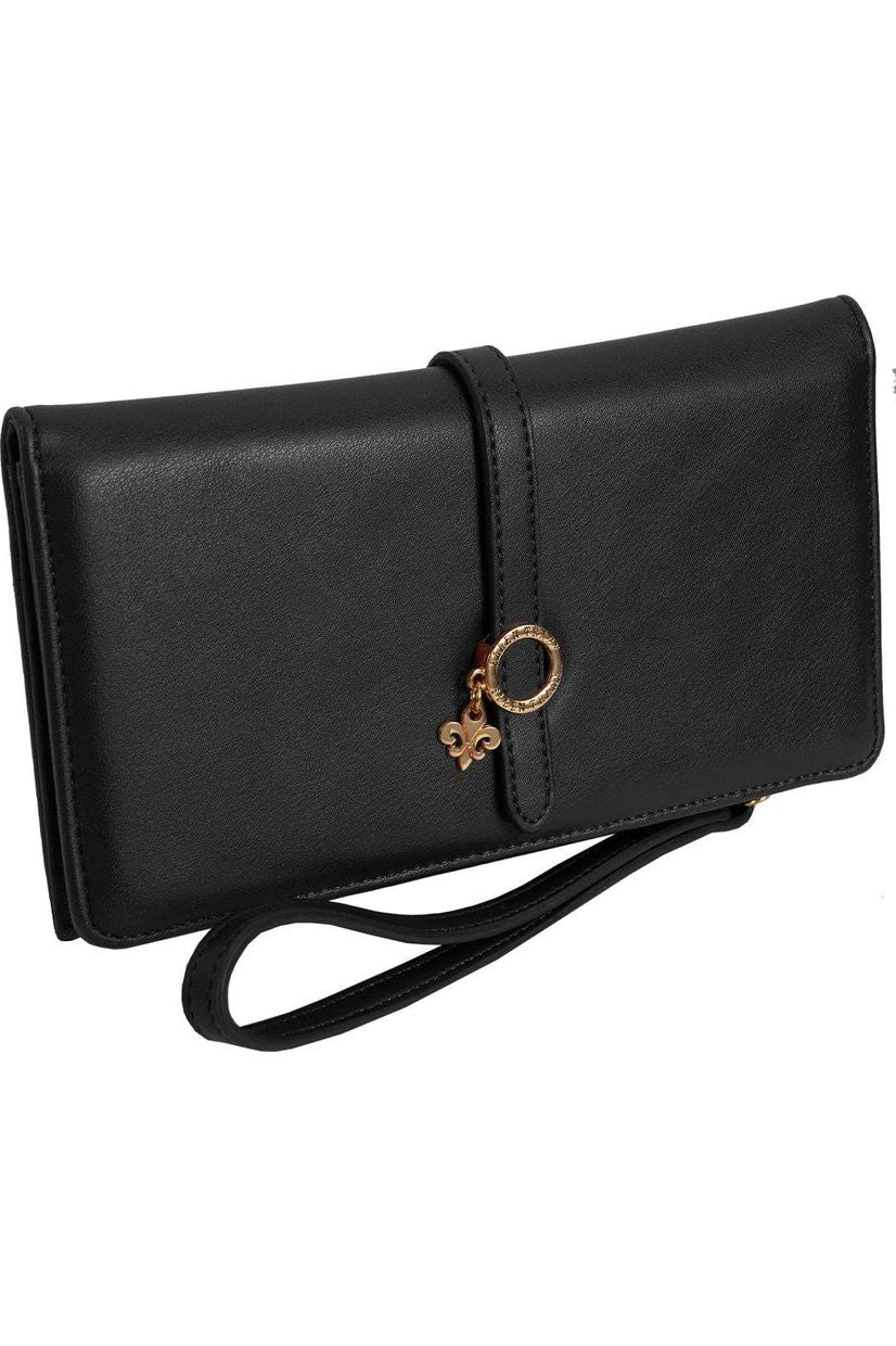 Ellen Tracy Smooth Vachetta Fleur De Li Wristlet: 233-TOFFEE
