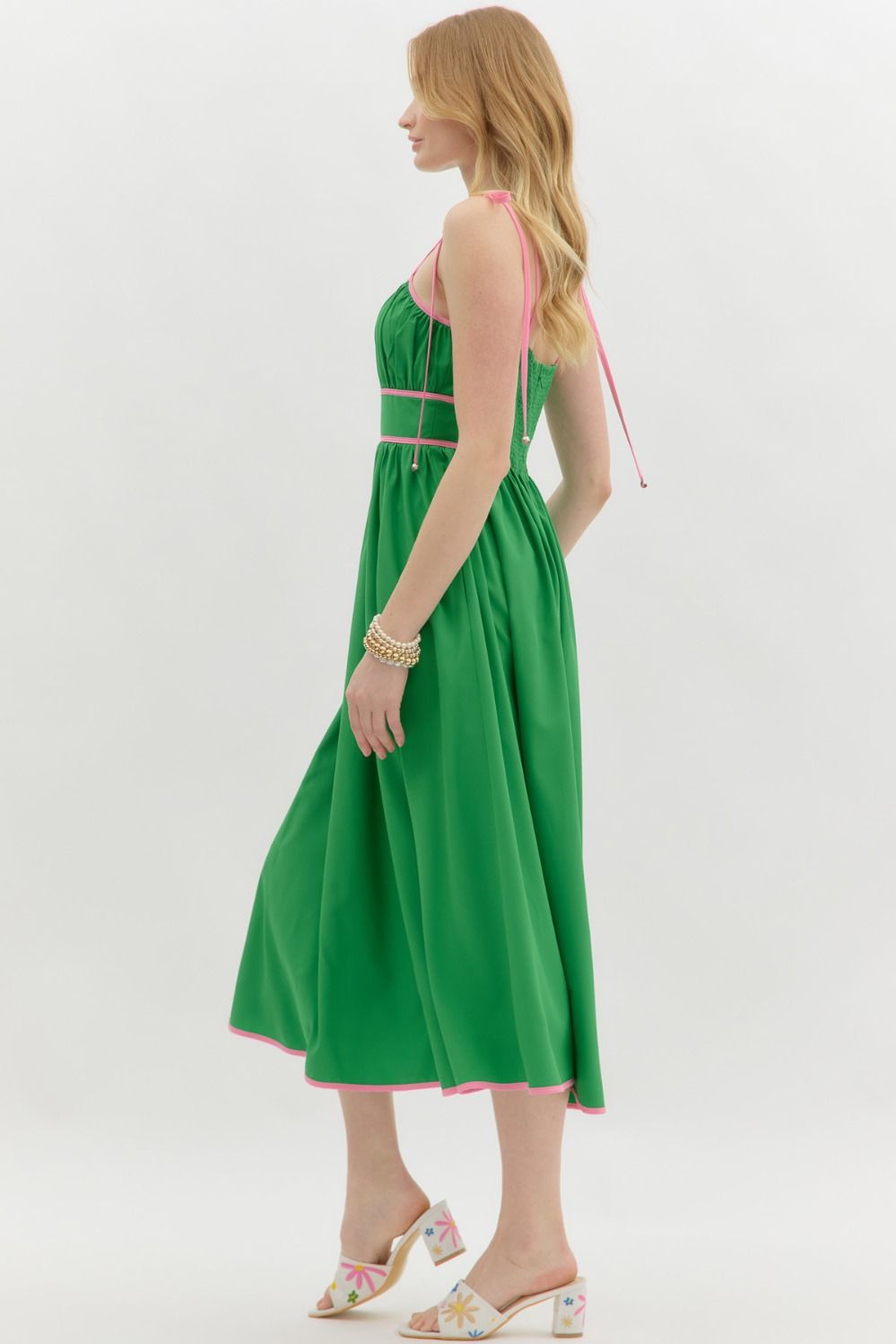 Peyton Pink and Green Midi Dress