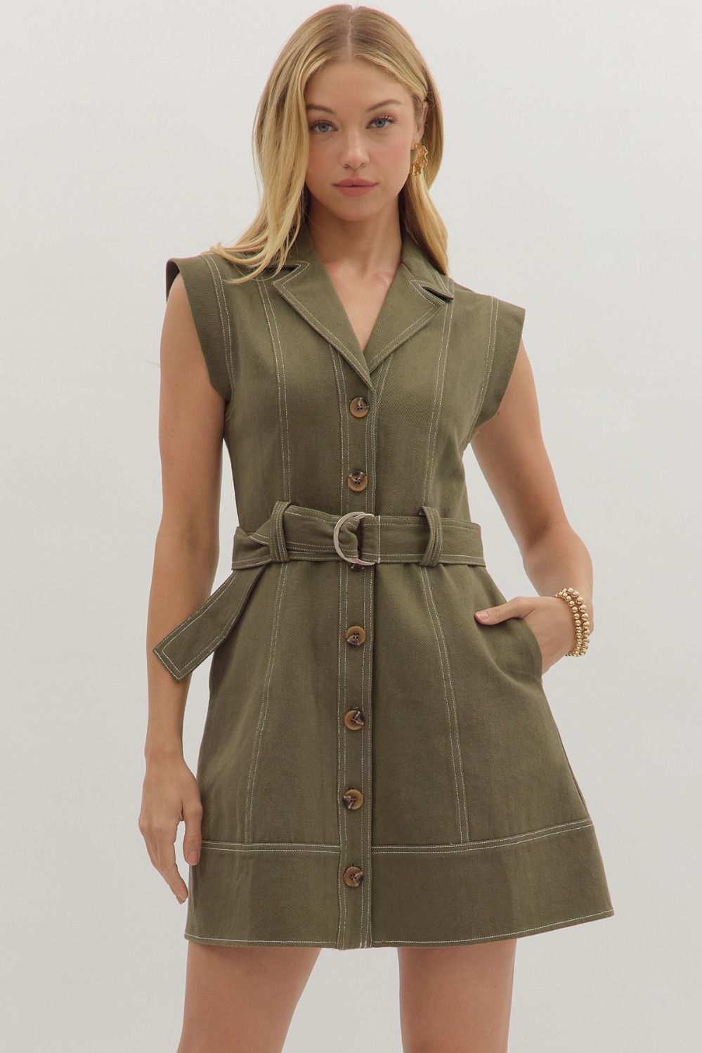 Melody Solid Olive Dress