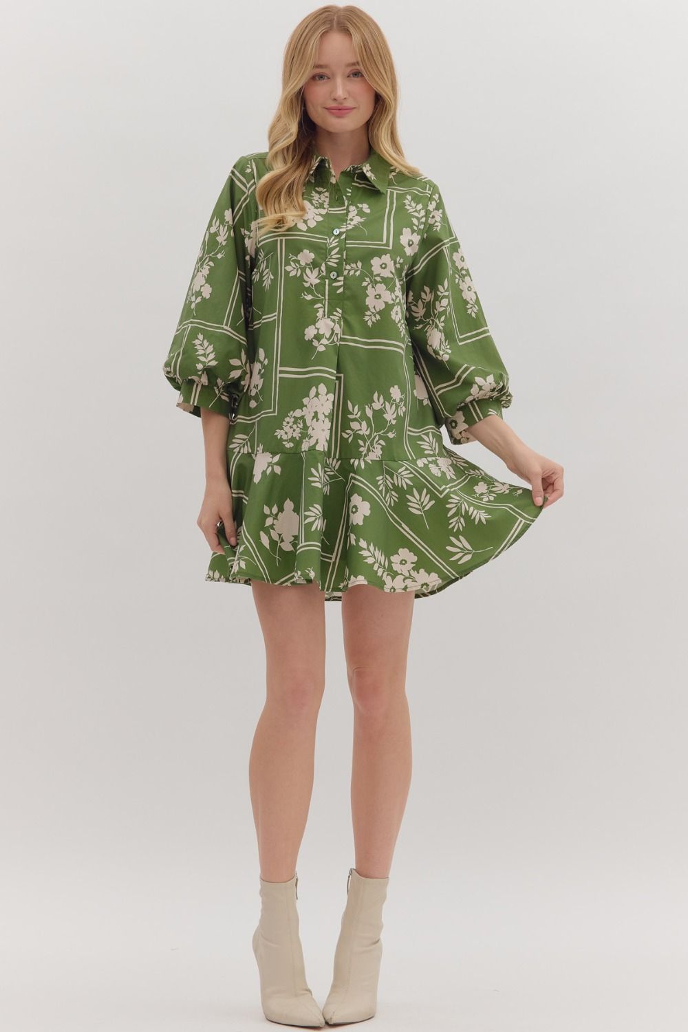 Sasha Green Floral Dress