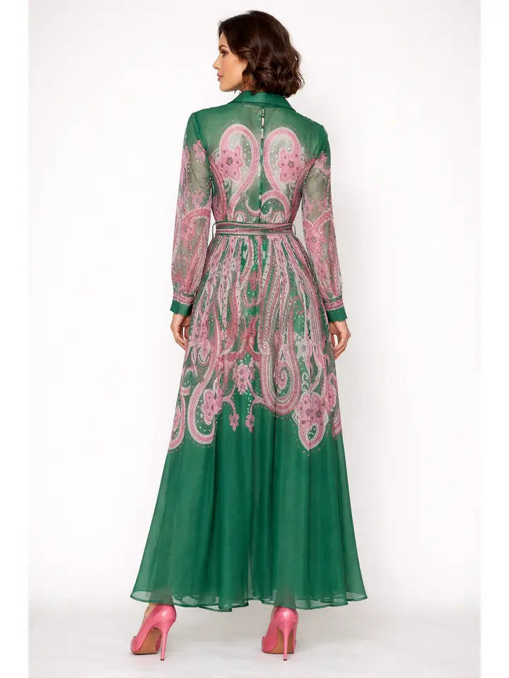 Green & Pink Paisley Dress