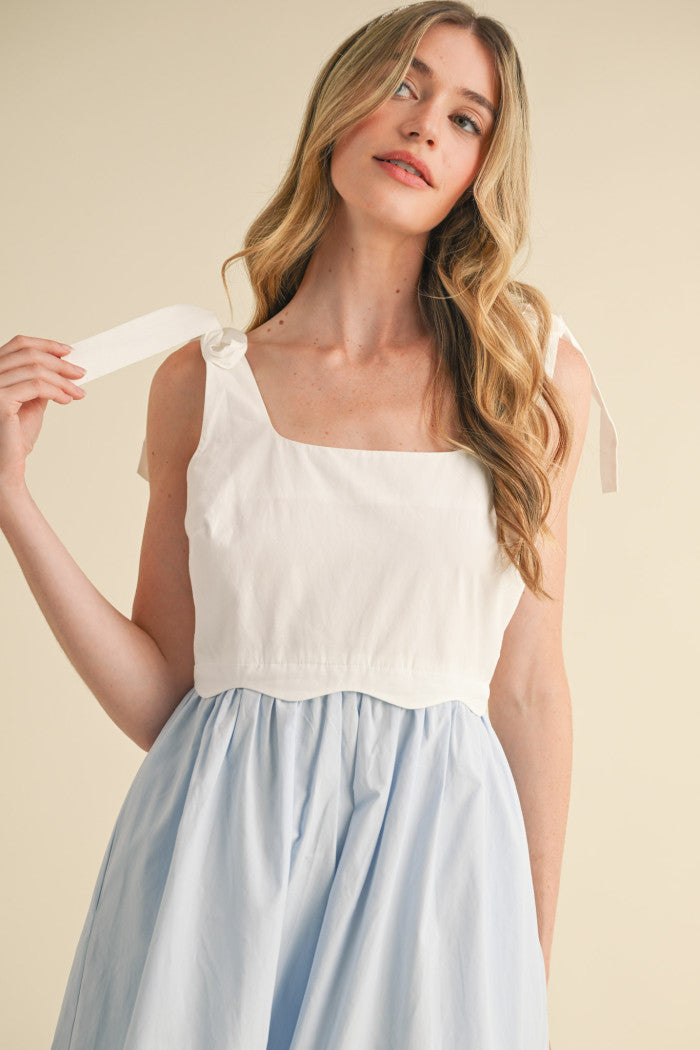 "Skylar" Scallop Blue Dress