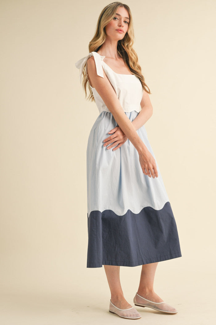 "Skylar" Scallop Blue Dress