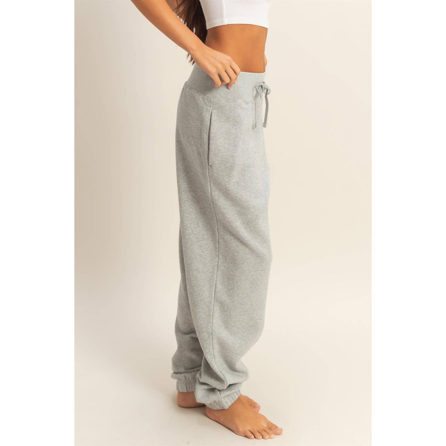 High-Waist Jogger Pants: DUSTY PINK