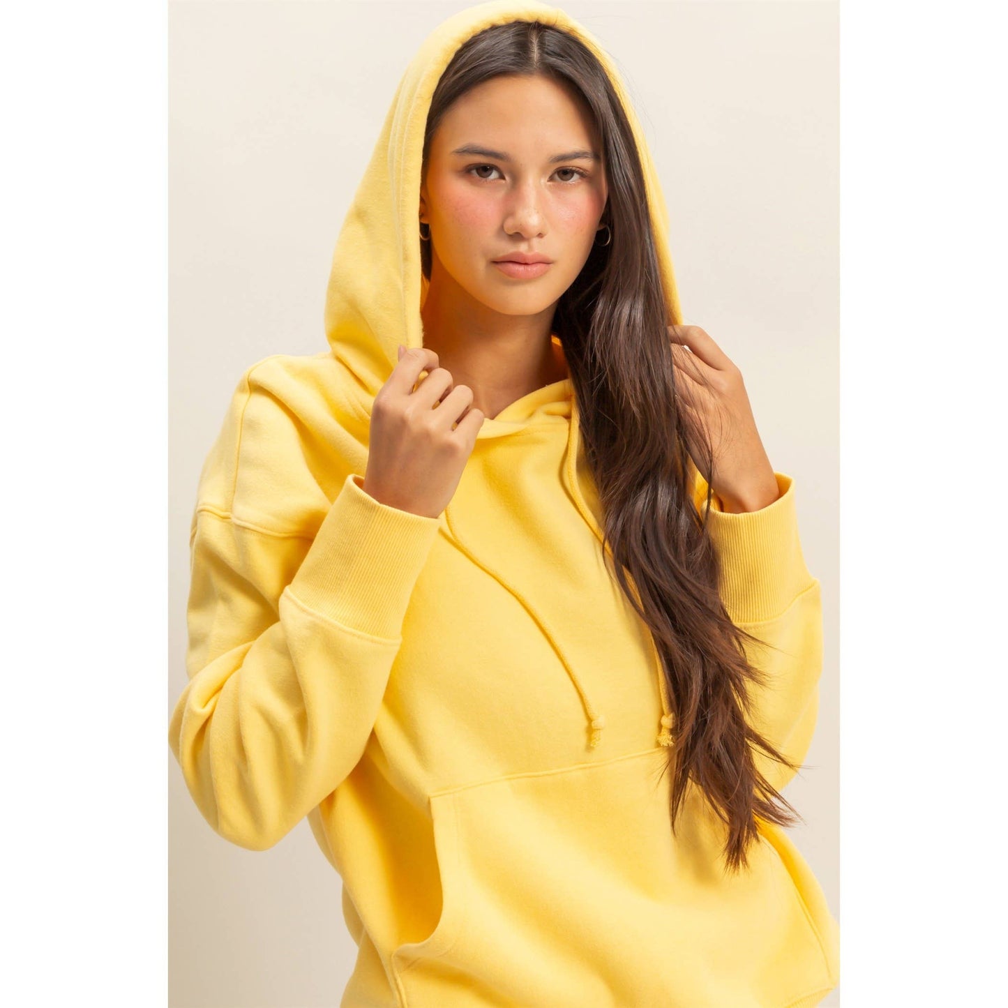 Drop Shoulder Oversized Hoodie: BANANA CREAM