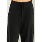 High Waist Drawstring Wide Leg Pants: DUSTY PINK / S-M-L(2-2-2)