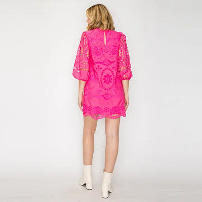 Pink Daisy Eyelet Dress