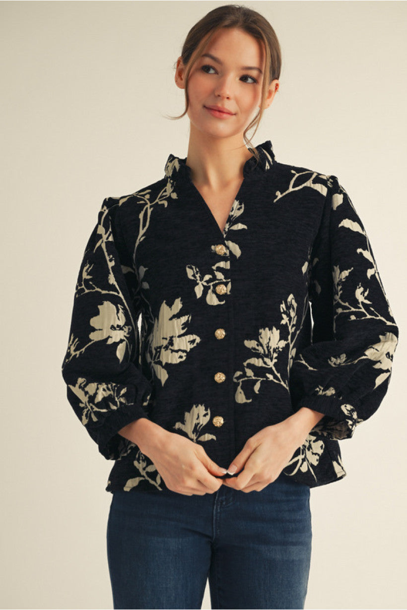Georgina Black Floral Top