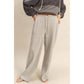 High-Waist Drawstring Pintuck Pants: DARK TAUPE / S-M-L(2-2-2)
