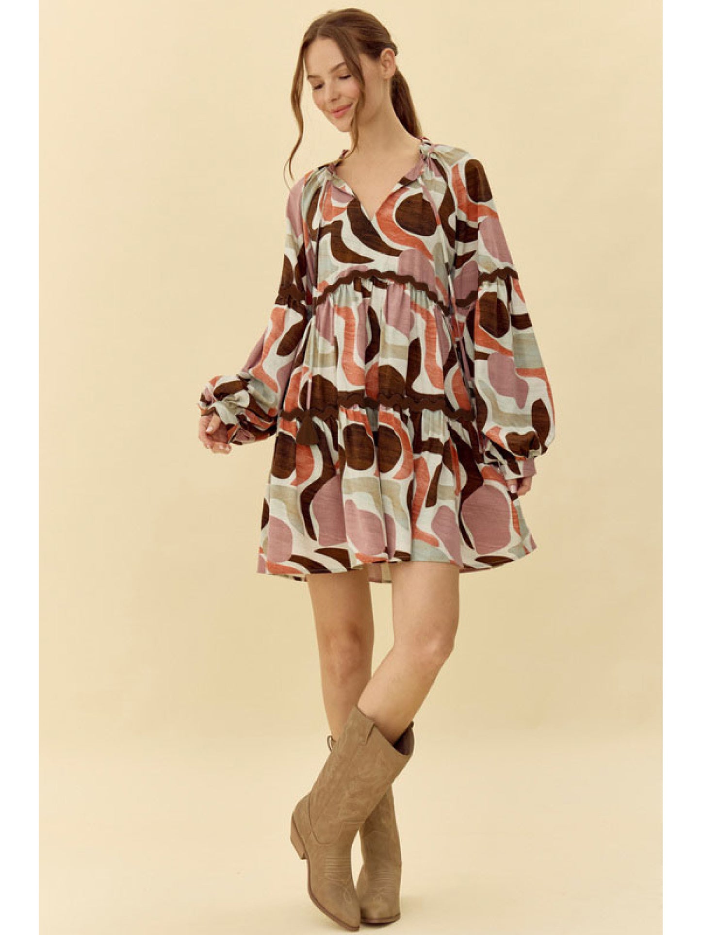 "Wendy" Abstract Print Dress