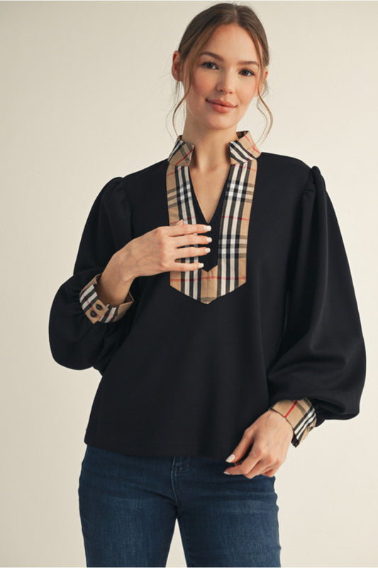 Plaid Detail Top