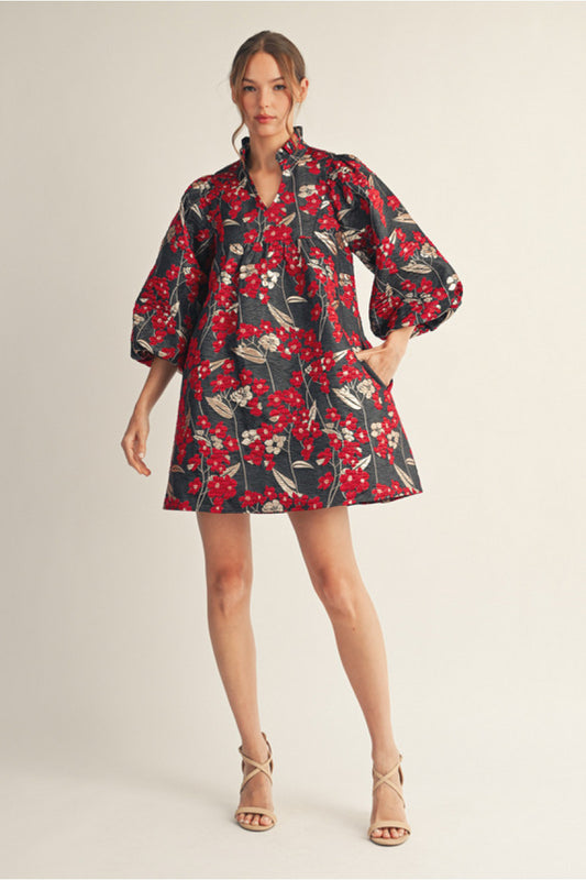 Ava Metallic Floral Dress