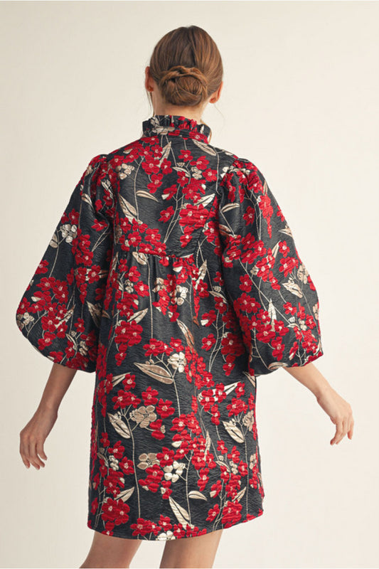 Ava Metallic Floral Dress