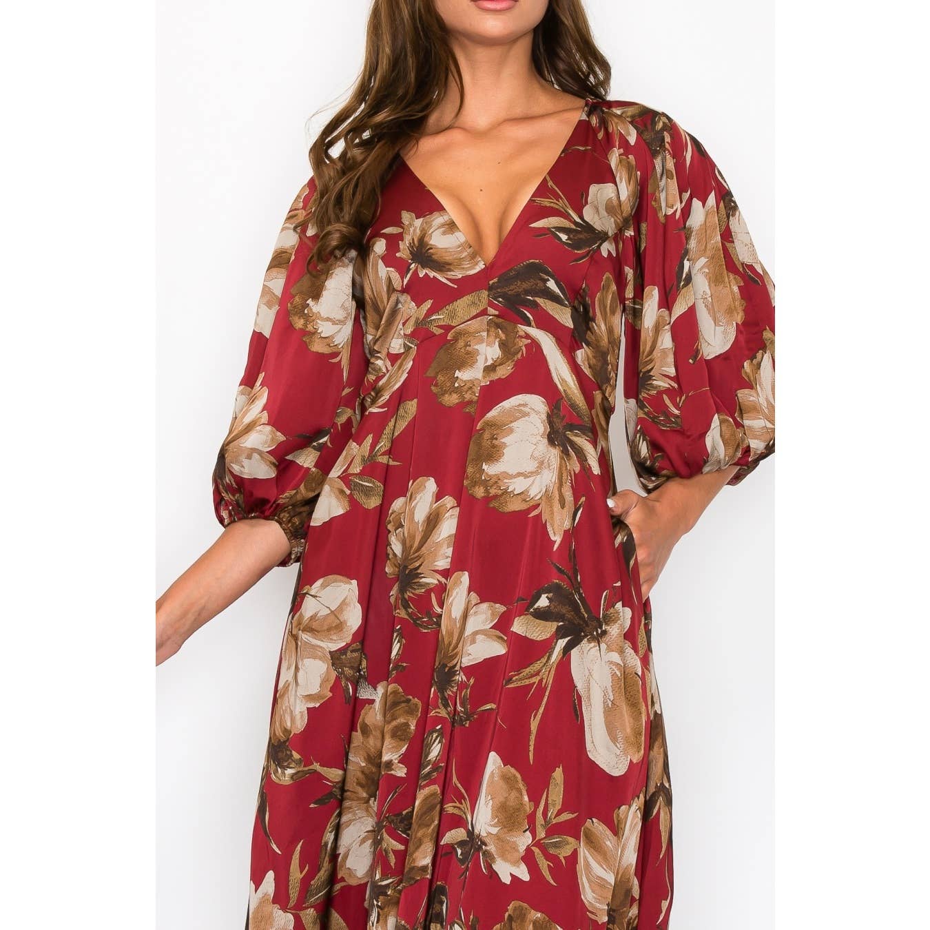 Satin Floral Maxi Dress