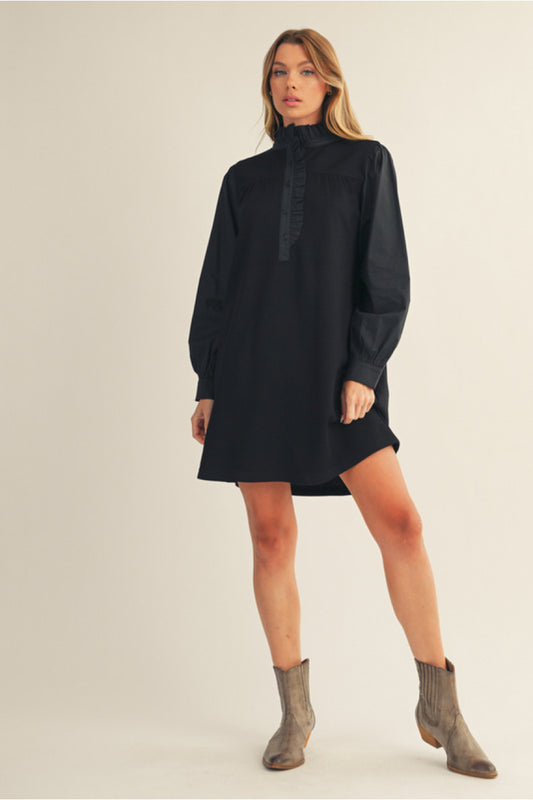 Marian Black Ruffle Dress