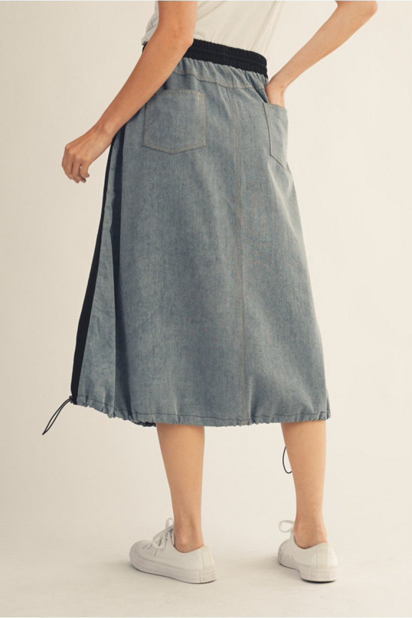 Denim Drawstring Skirt