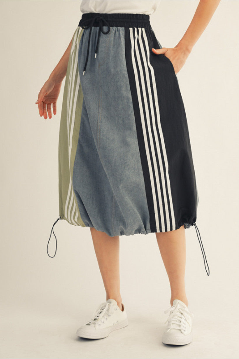 Denim Drawstring Skirt
