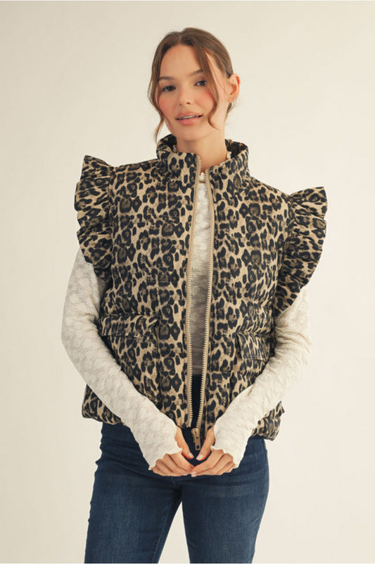 Leopard Puffer Vest