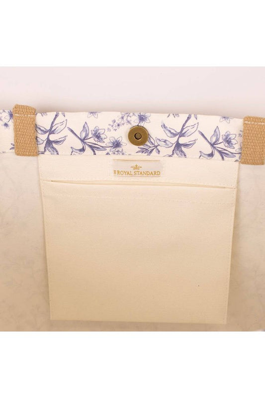 Aldridge Garden Classic Tote   White/Blue   19x14x7.5