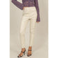 Faux Leather High-Waist Skinny Pants: CREAM / S-M-L
