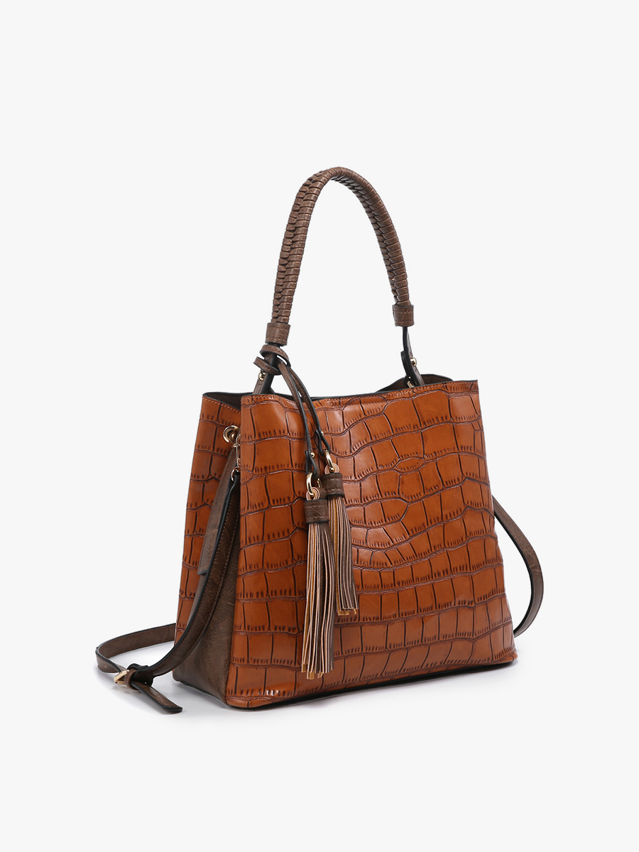 Olivia Crocodile Hobo Bag – Contrast Style | M1895CROC : Brown