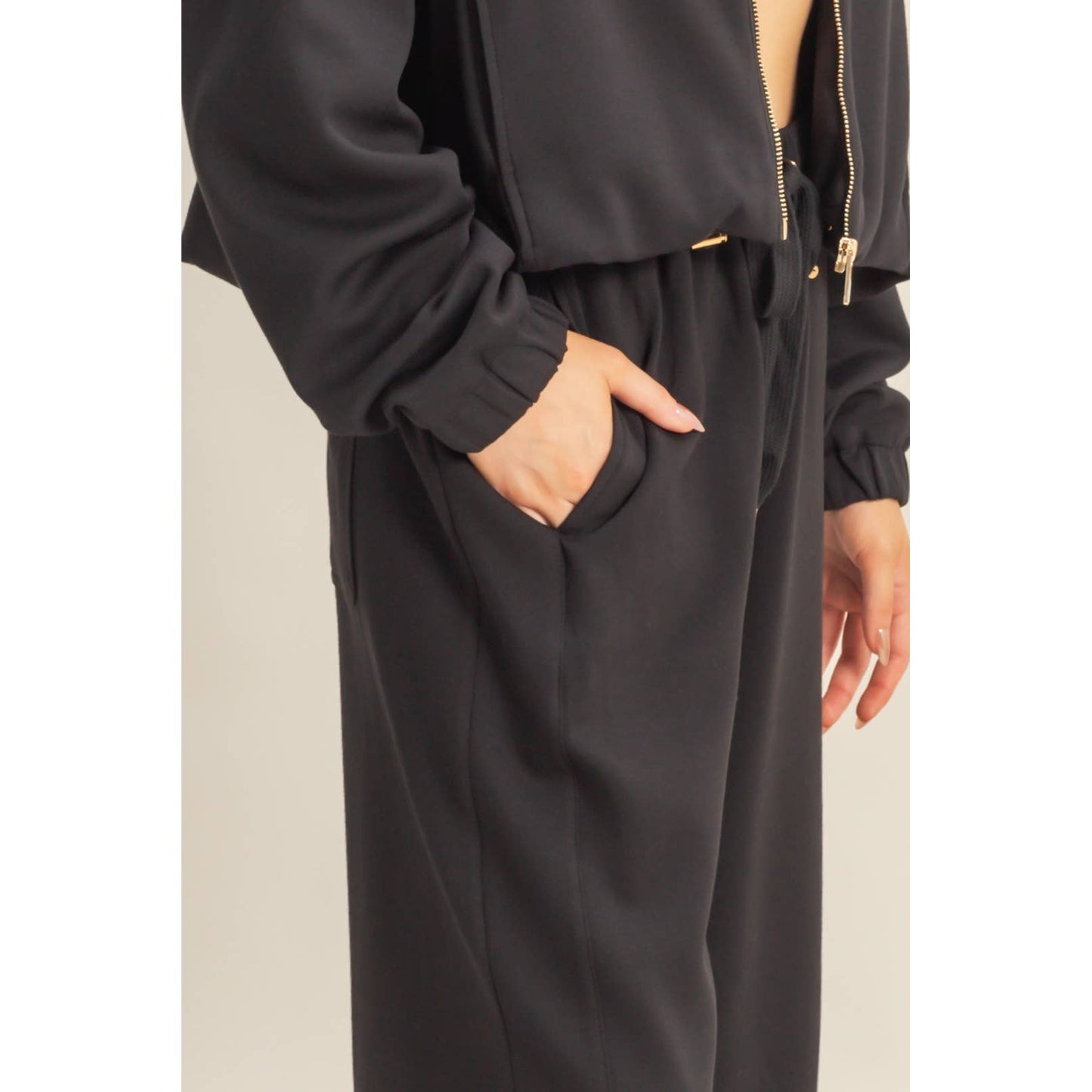 Knit Wide-Leg Trousers With Drawstring Waist: SAGE GREEN / S-M-L(2-2-2)