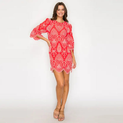 Valencia Embroidered Mini Dress