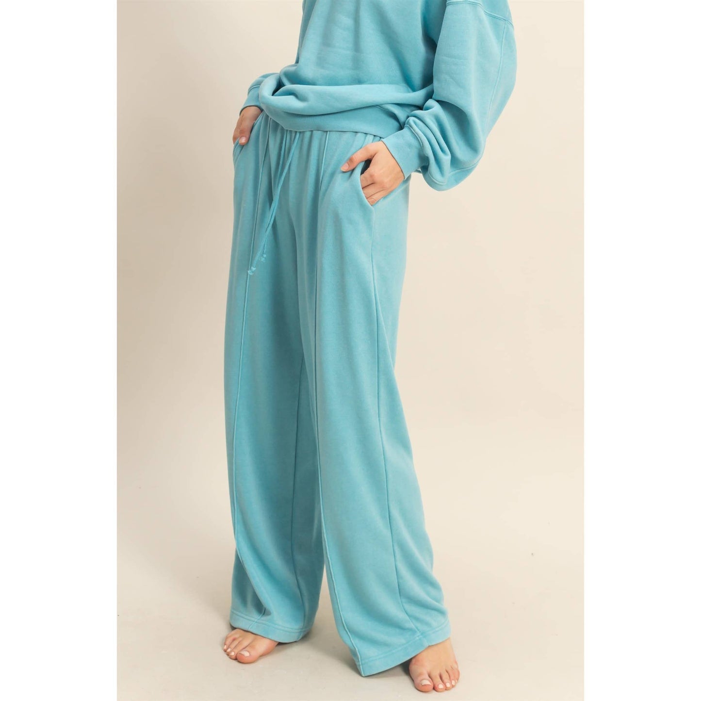 High-Waist Drawstring Pintuck Pants: DARK TAUPE / S-M-L(2-2-2)