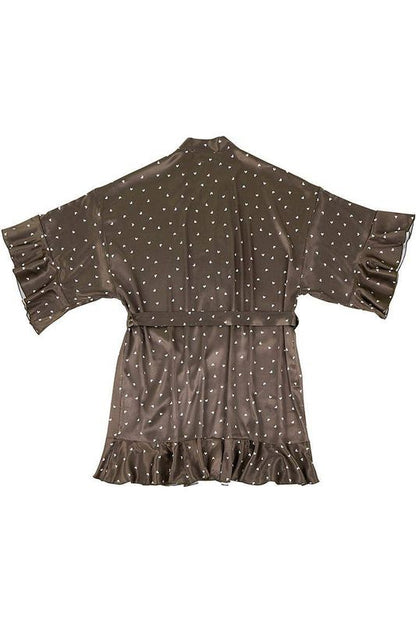 Ruffled Satin Robe - Hearts: Large/Extra Large
