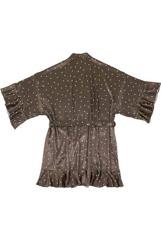 Ruffled Satin Robe - Hearts: Small/Medium