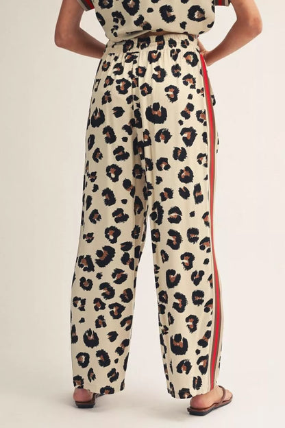 Animal Print Pants with Red Trim