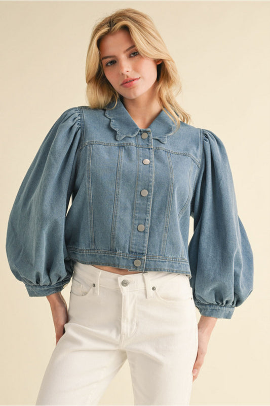 Denim Scalloped Jacket