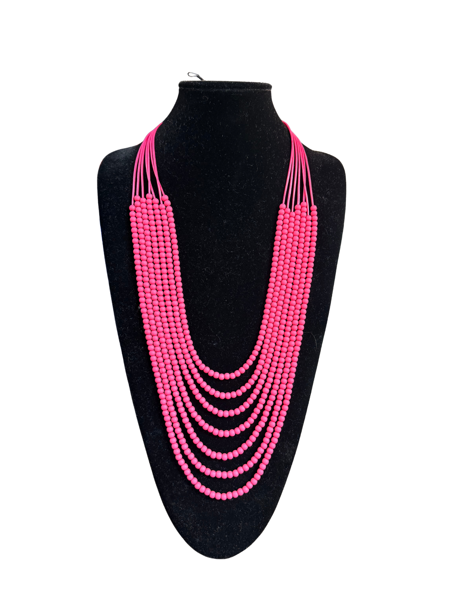 Pink Beaded Long Necklace