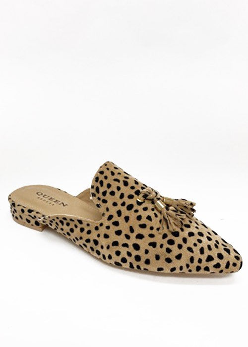 Darcy Leopard Print Tassel Pointed-Toe Mules