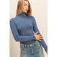 Turtleneck Long Sleeve Fitted Top: TAFFY PINK