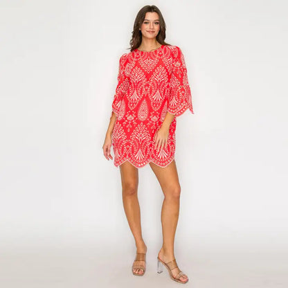 Valencia Embroidered Mini Dress
