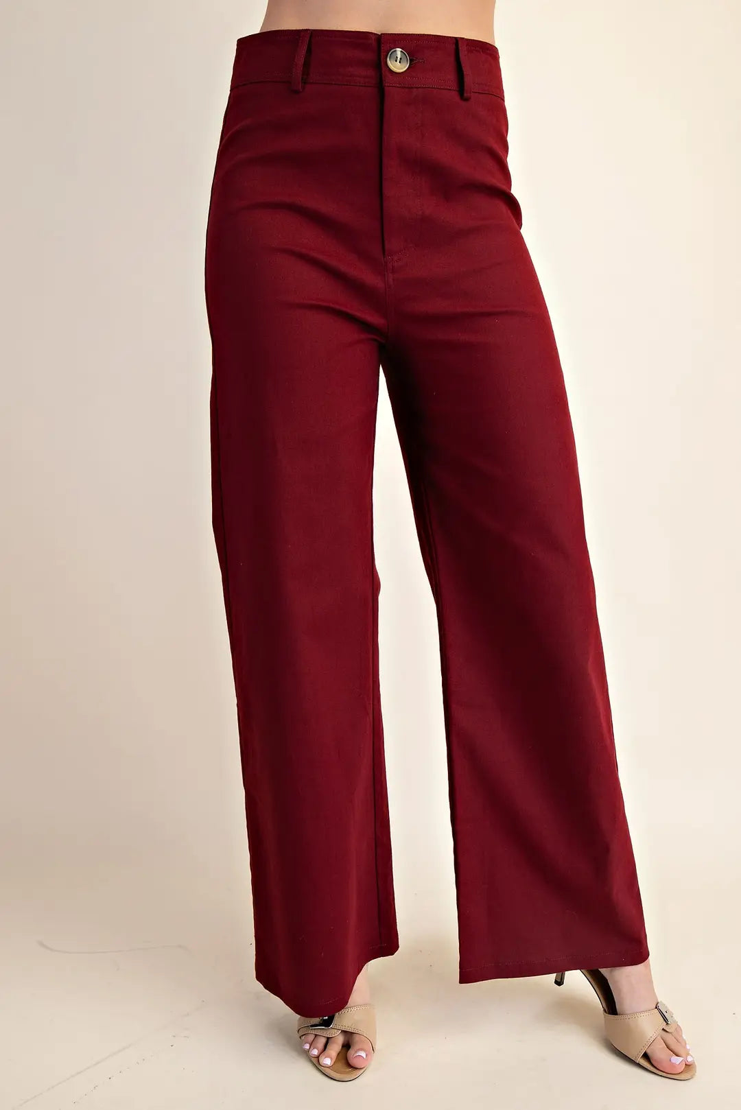 Burgundy Hi Waist Wide Leg Pants