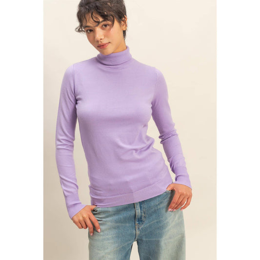 Turtleneck Sweater Top: DUSTY PINK / S-M-L(2-2-2)