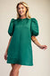 Hunter Green Puff Sleeve Dress