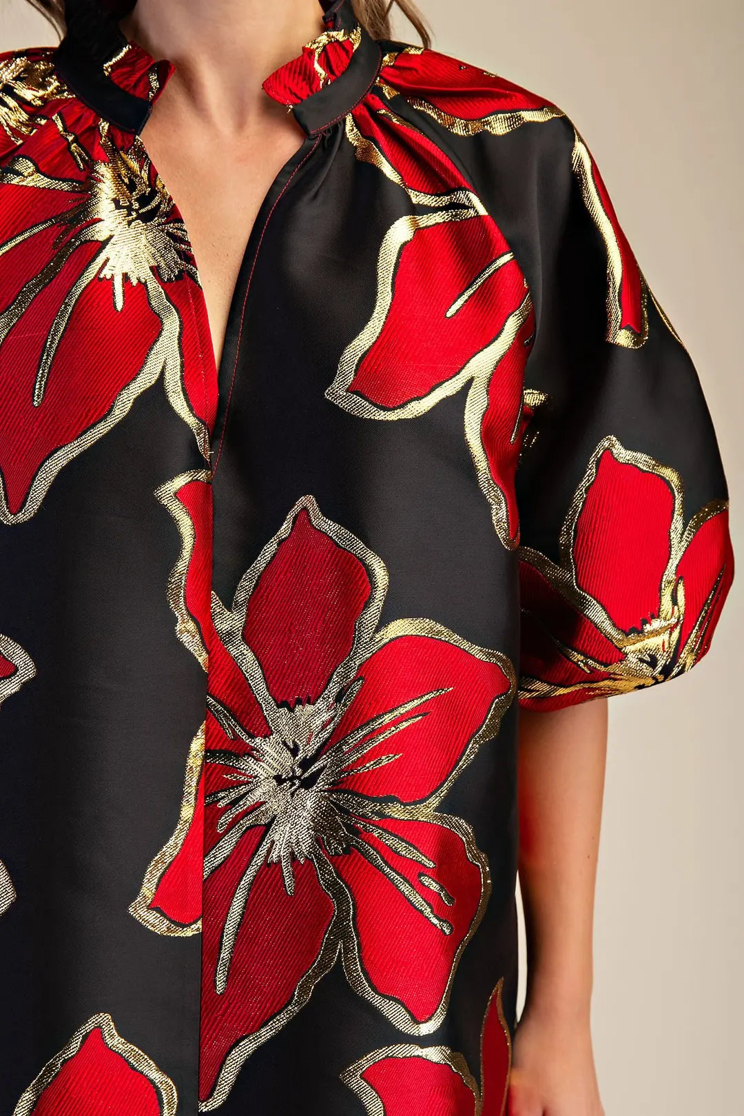 Green Metallic Flower Dress