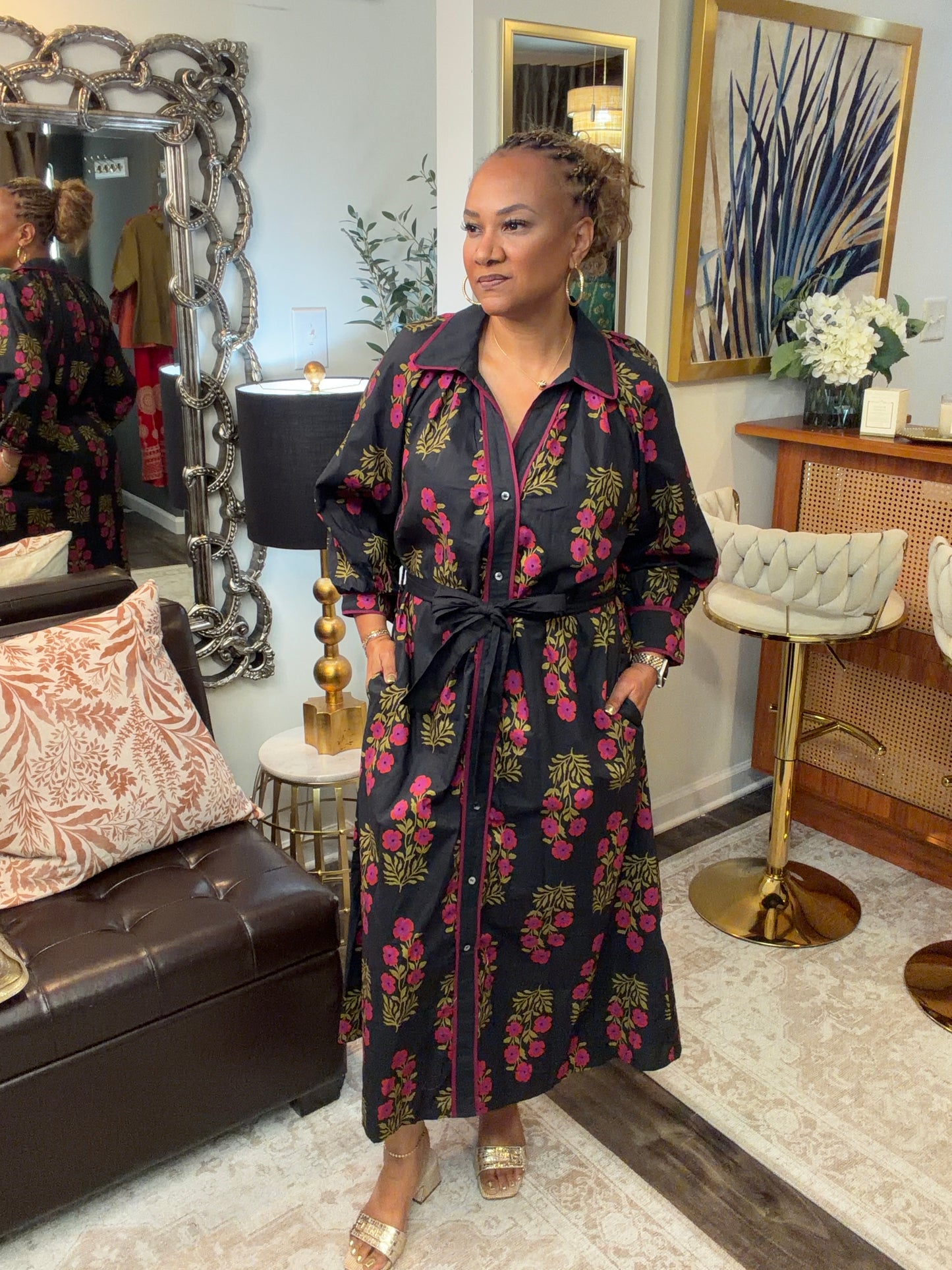 Stephanie Floral Mix Midi Dress