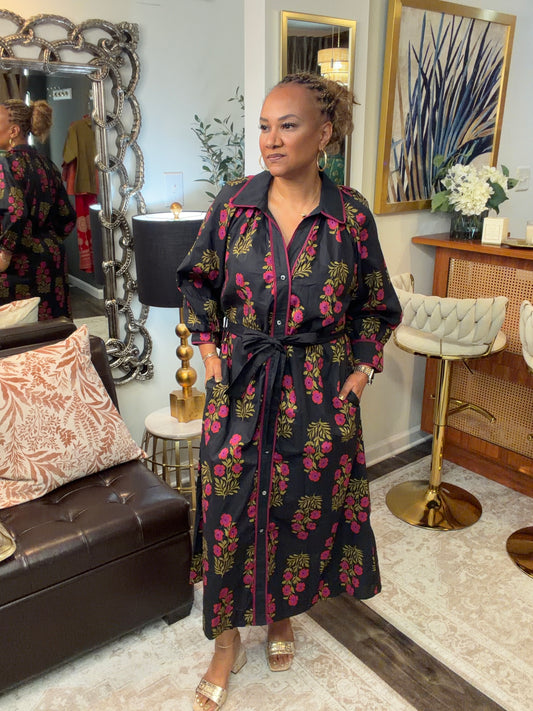 Stephanie Floral Mix Midi Dress