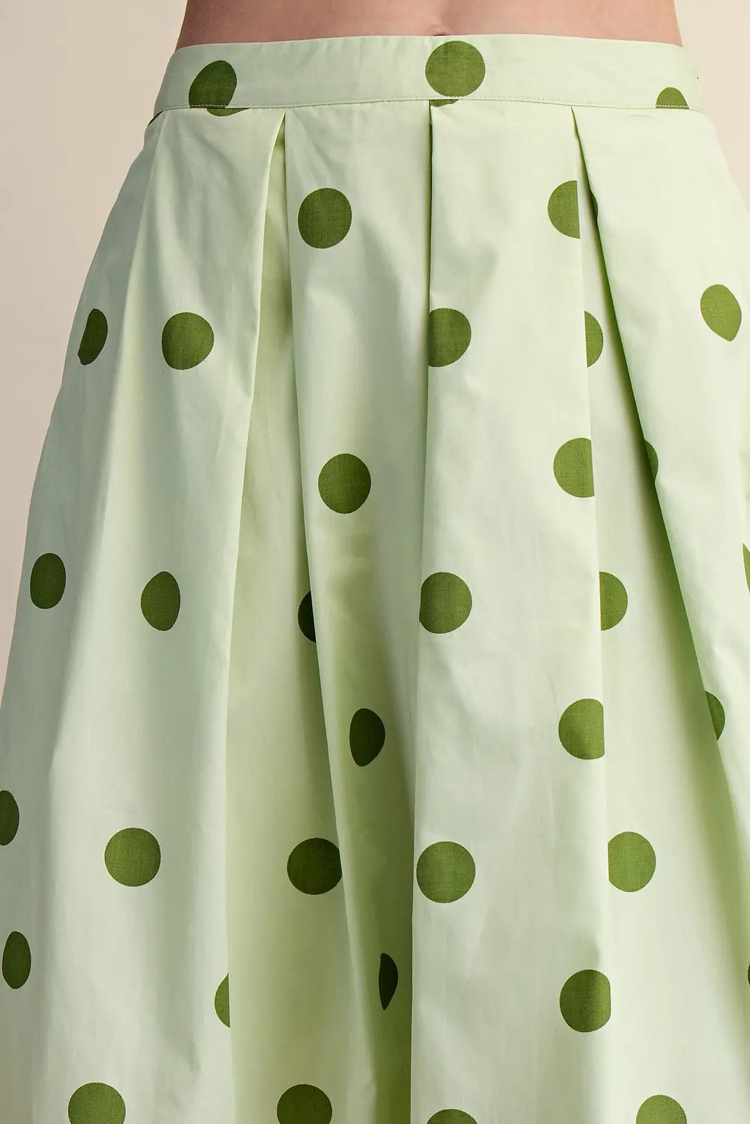 Polka Dot Pleated Midi Skirt