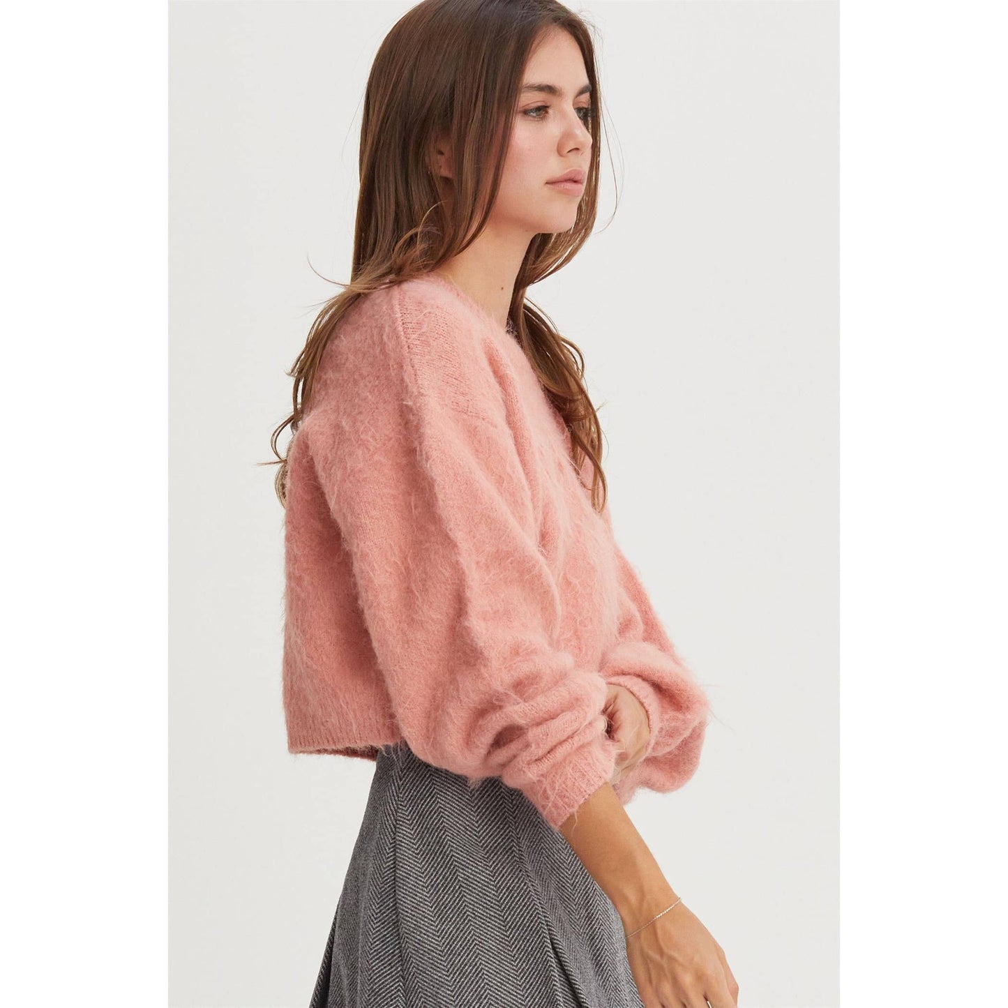 Wool Blend Cropped Sweater: LIGHT GREEN / S-M-L(2-2-2)