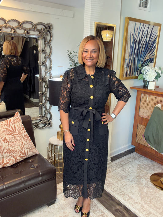 Buttons and Lace Maxi Dress