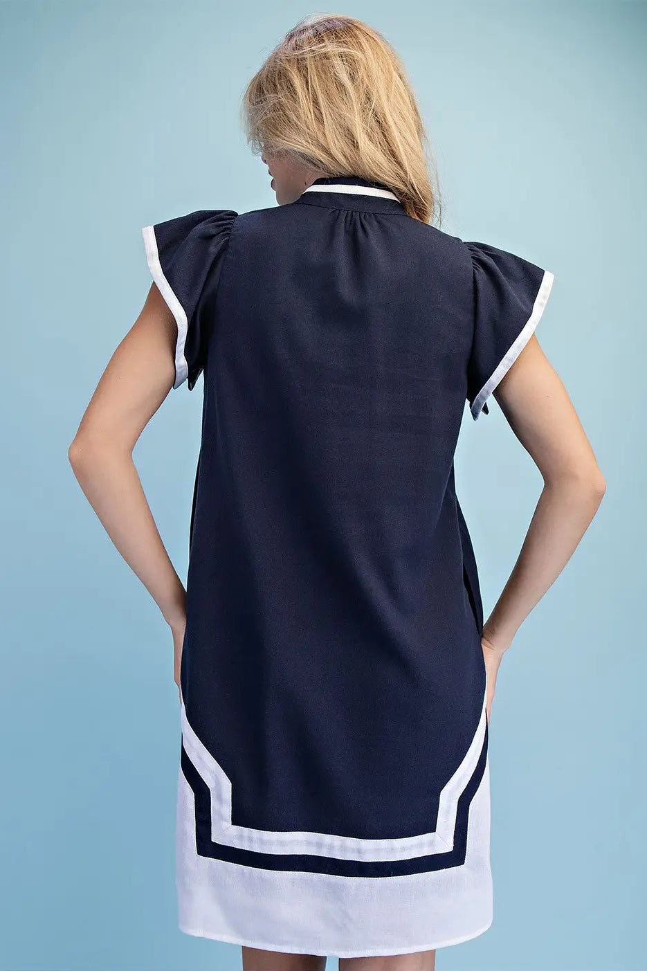 Navy Linen Mini Dress