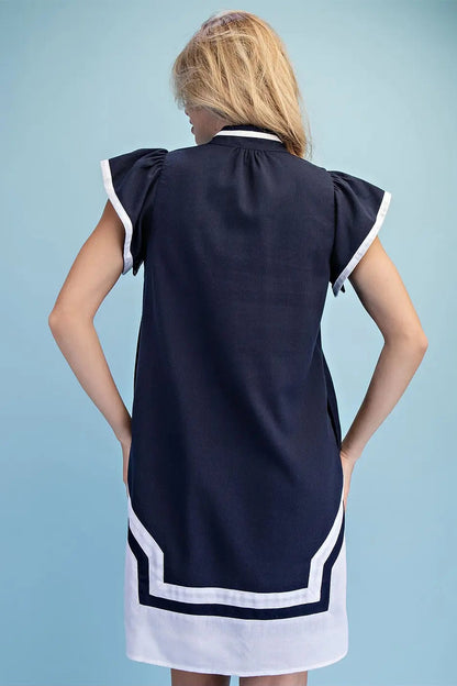 Navy Linen Mini Dress