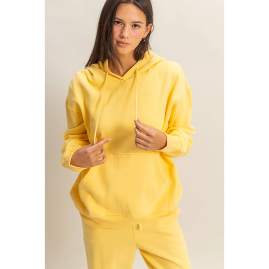 Drop Shoulder Oversized Hoodie: BANANA CREAM / S-M-L(2-2-2)