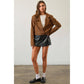 Button Band Cropped Jacket: MOCHA